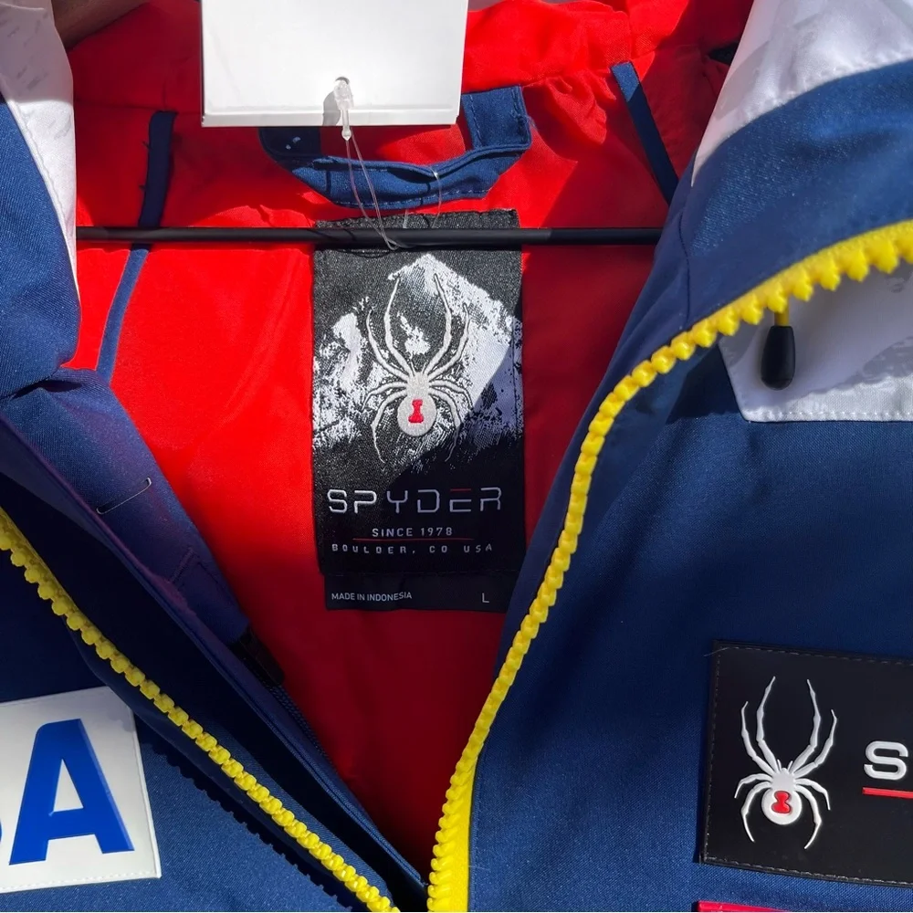 US Ski Team Spyder Rocket GoreTex Infinium Down Jacket Snow Camo Medical Rare L - Picture 4 of 15
